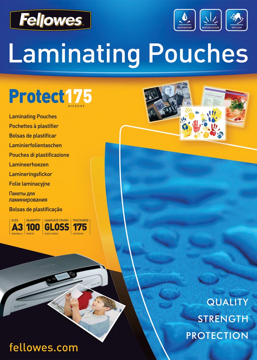 Fellowes lamineerhoes Protect175 ft A3, 350 micron (2 x 175 micron), pak van 100 stuks