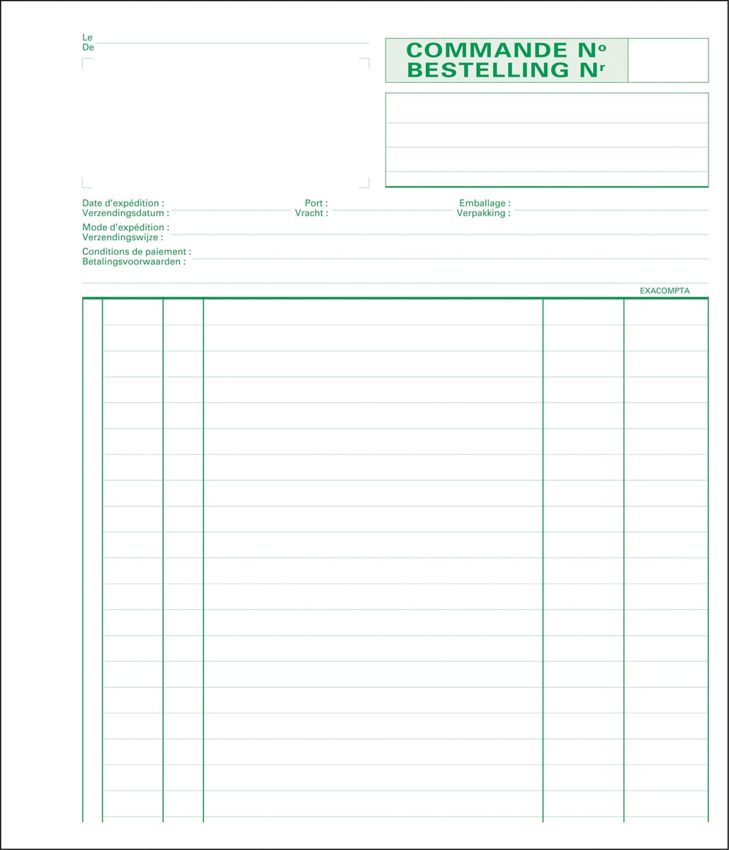 Exacompta bestellingen, ft 21 x 18 cm, bilingue, dupli (50 x 2 vel) afbeelding