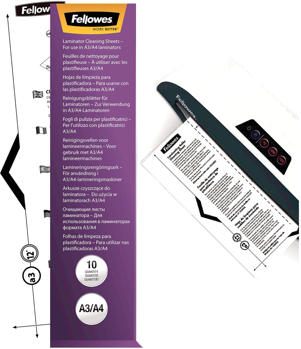 Fellowes carrier en schoonmaakset, ft A4, pak van 10 stuks afbeelding