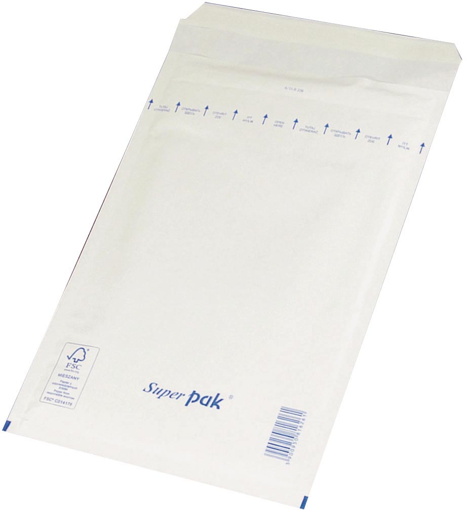 OFFICE products luchtkussenenveloppen, met stripsluiting, 220 x 265 mm, wit, pak van 10 stuks