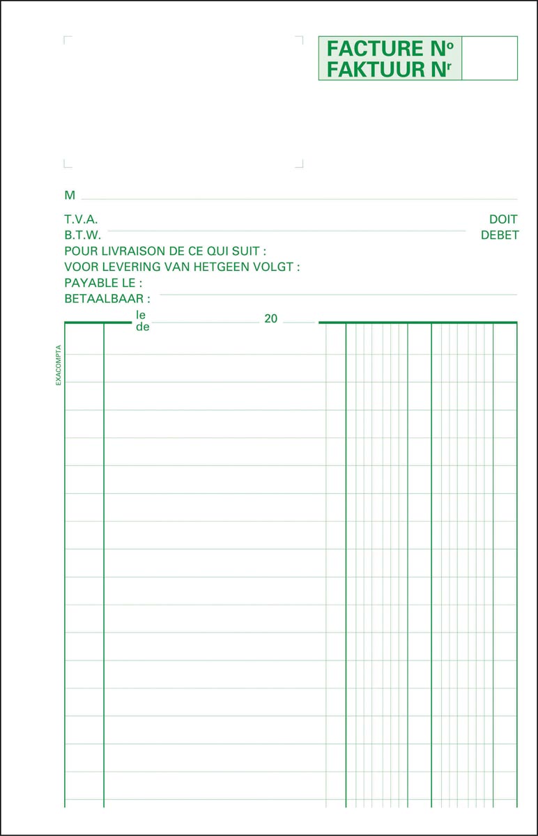 Exacompta factuurboek, ft 21 x 13,5 cm, tweetalig, dupli (50 x 2 vel) afbeelding