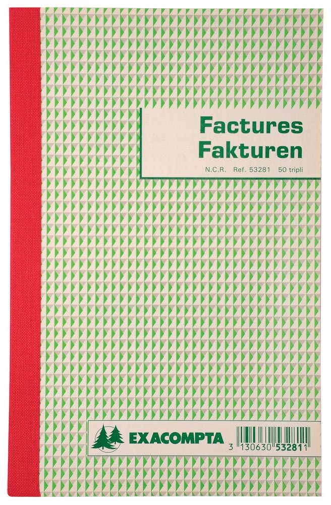 Exacompta factuurboek, ft 21x13,5 cm, tweetalig, tripli (50 x 3 vel) afbeelding