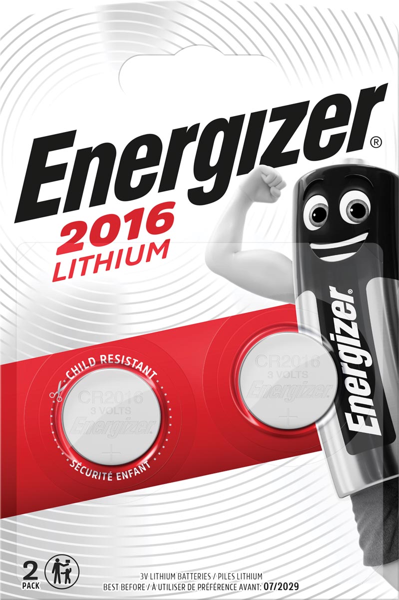 Energizer knoopcel CR2016, blister van 2 stuks afbeelding