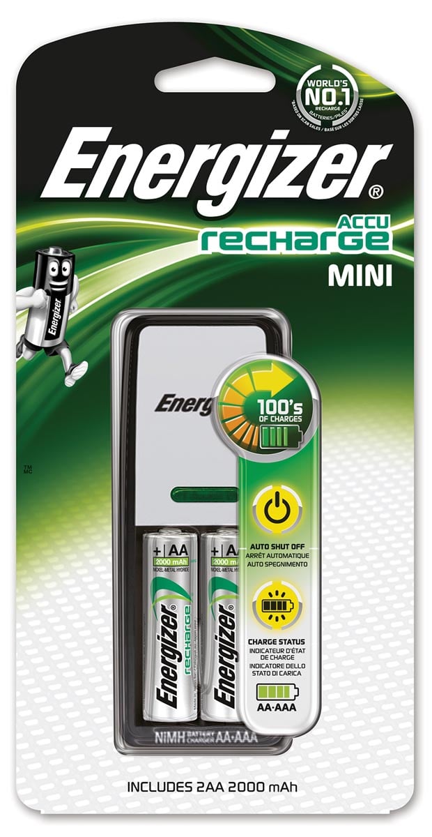 Energizer batterijlader Mini Charger, inclusief 2 AA batterijen, op blister Energizer batterijlader Mini Charger, inclusief 2 AA batterijen, op blister