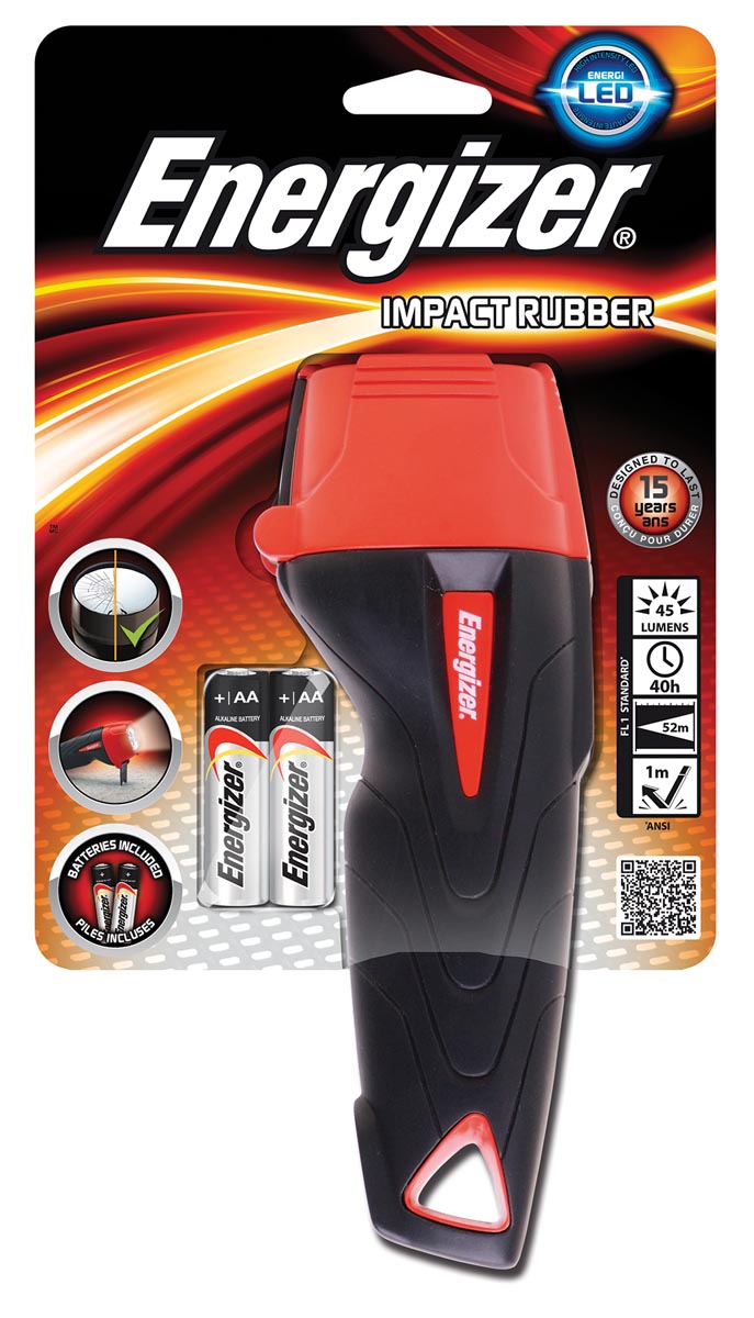 Energizer zaklamp Impact LED, inclusief 2 AA batterijen, op blister