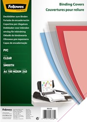 Fellowes omslagen, ft A4, PVC, 240micron, pak van 100 stuks, transparant