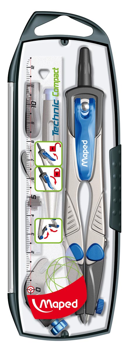 Maped passer Technic Compact 5-delige passerdoos: 1 passer Technic Compact, 1 kokertje potloodstiften,... afbeelding