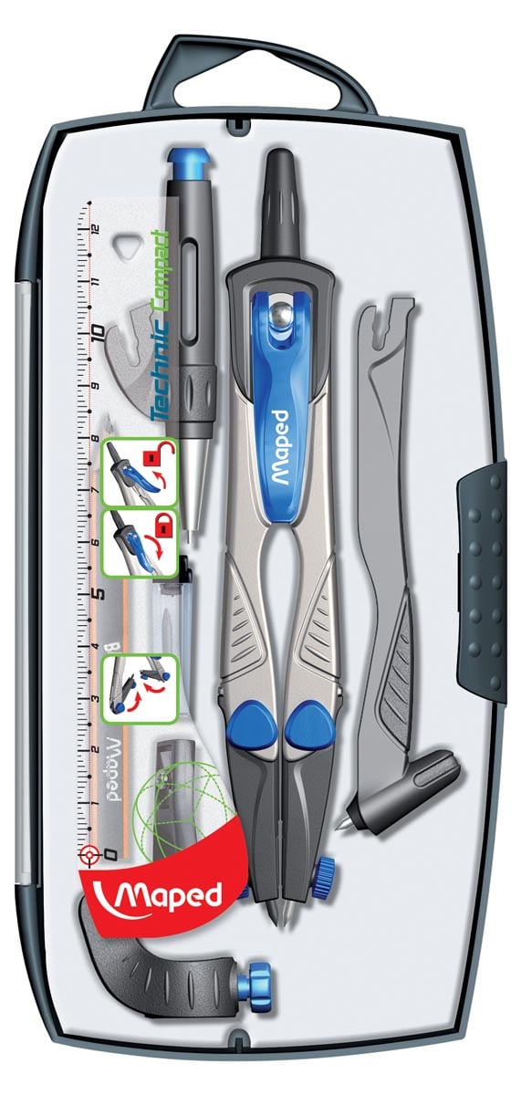 Maped passer Technic Compact 7-delige passerdoos: 1 passer Technic Compact, 1 verlengstuk, 1 universee... afbeelding