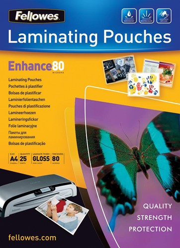 Fellowes lamineerhoezen ft 210 x 297 mm, 160 micron (2 x 80 micron), glanzend, pak van 25 stuks