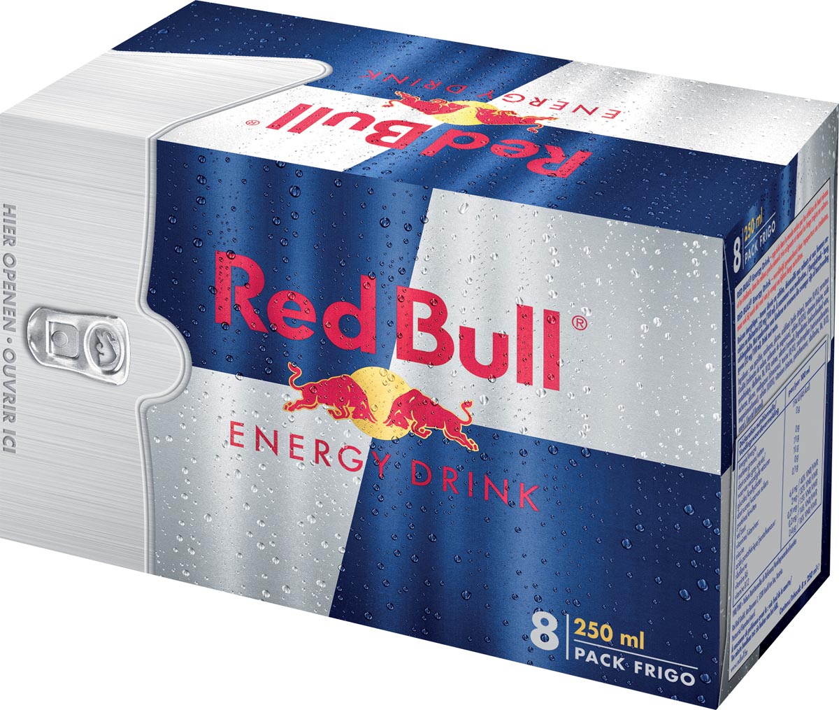 Red Bull energiedrank, regular, blik van 25 cl, pak van 8 stuks afbeelding