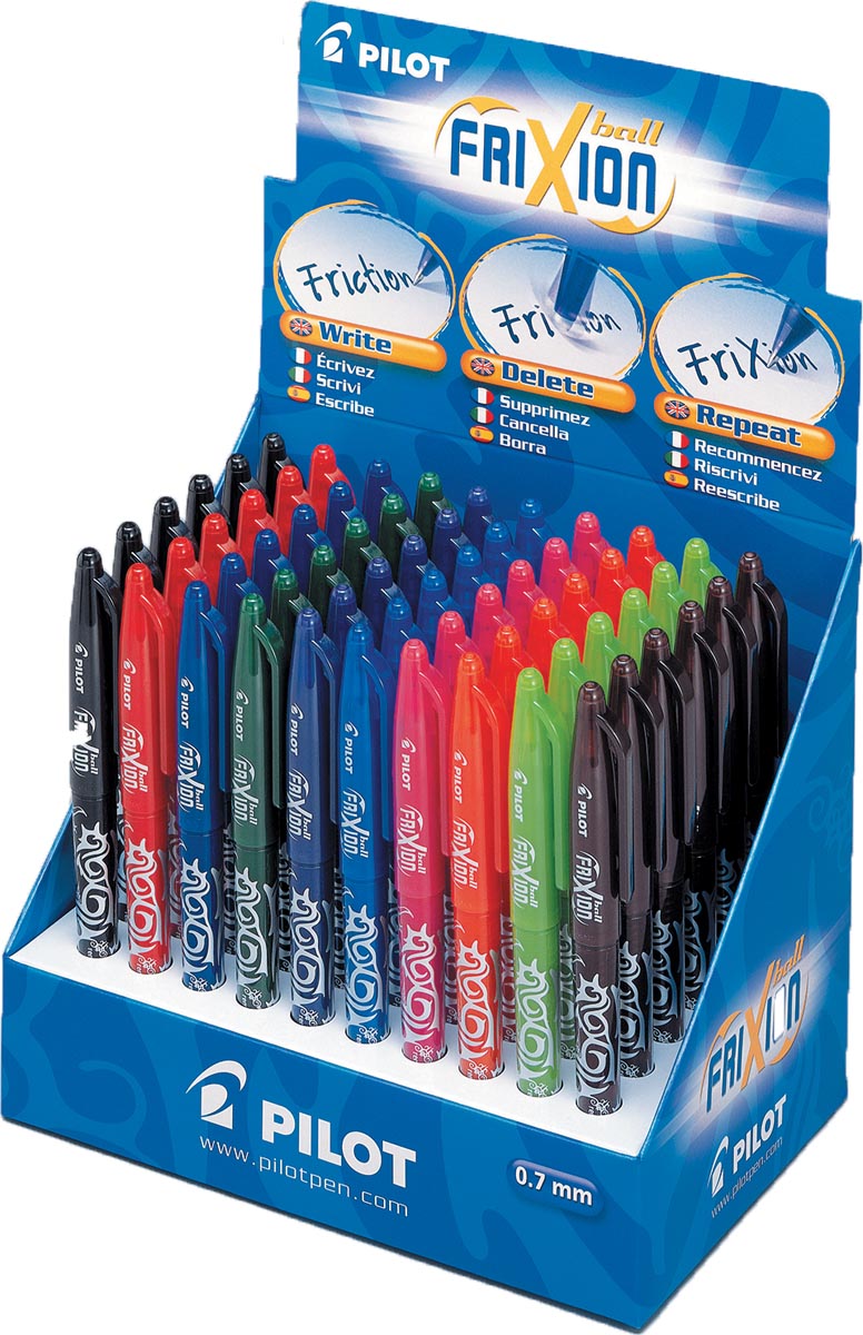 Pilot gelroller Frixion Ball, display met 60 stuks Pilot gelroller Frixion Ball, display met 60 stuks