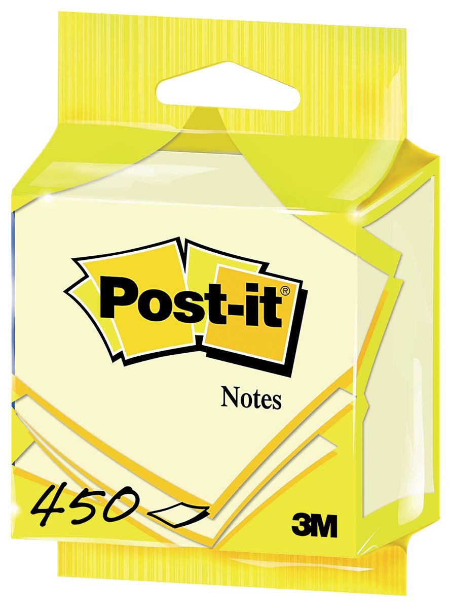 Post-it Notes kubus ft 76 x 76 mm, geel, blok van 450 vel, op blister Post-it Notes kubus ft 76 x 76 mm, geel, blok van 450 vel, op blister