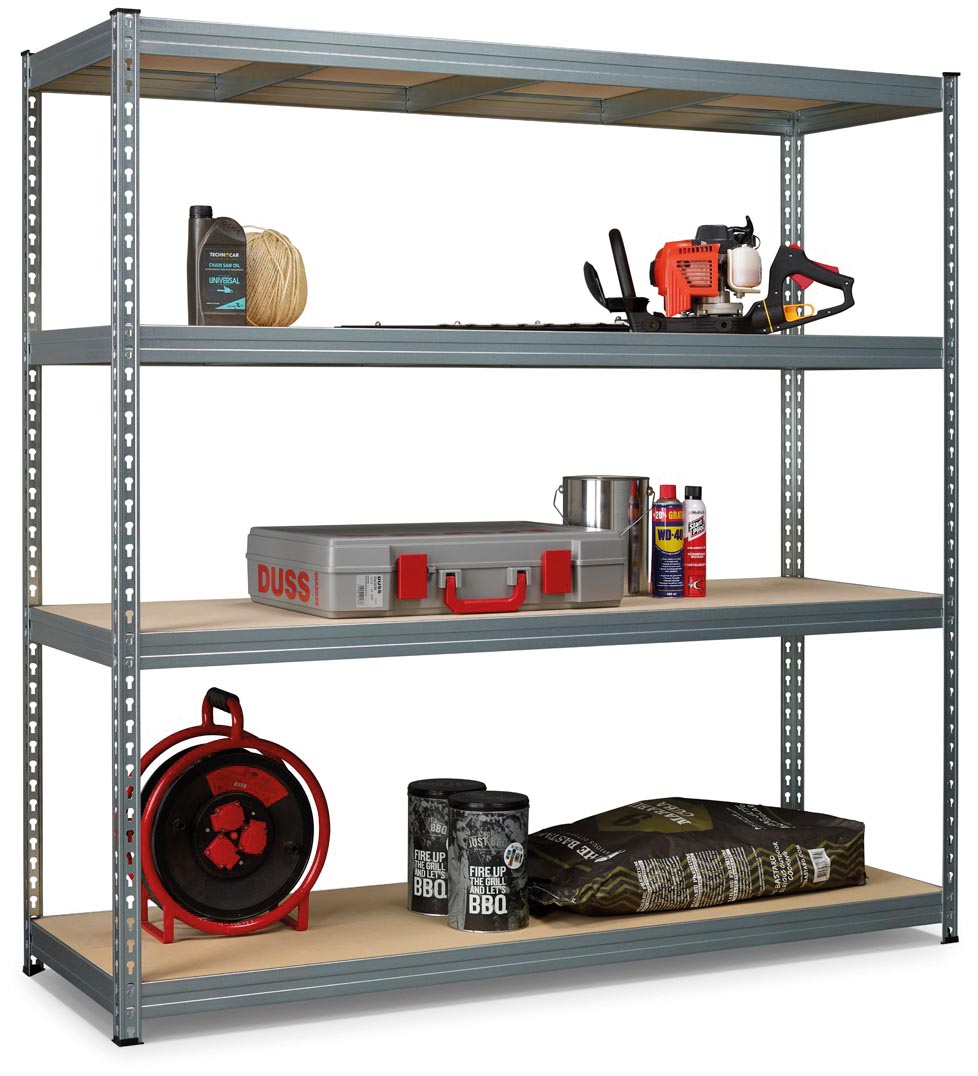 Avasco rek Robus 350, ft 190 x 150 x 60 cm, 4 legborden, uit metaal, lichtgrijs