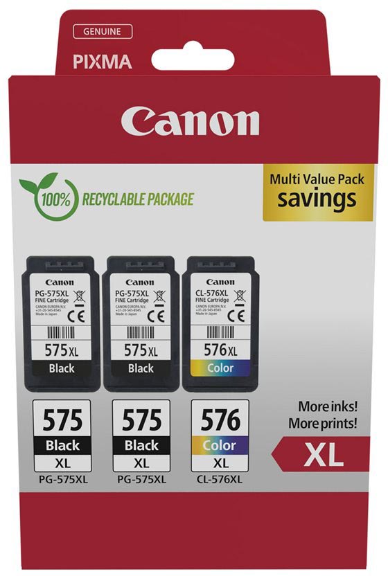 Canon inktcartridge 2 x PG-575XL + 1 x CL-576XL, 300 - 400 pagina&apos;s, OEM 5437C004, 4 kleuren afbeelding