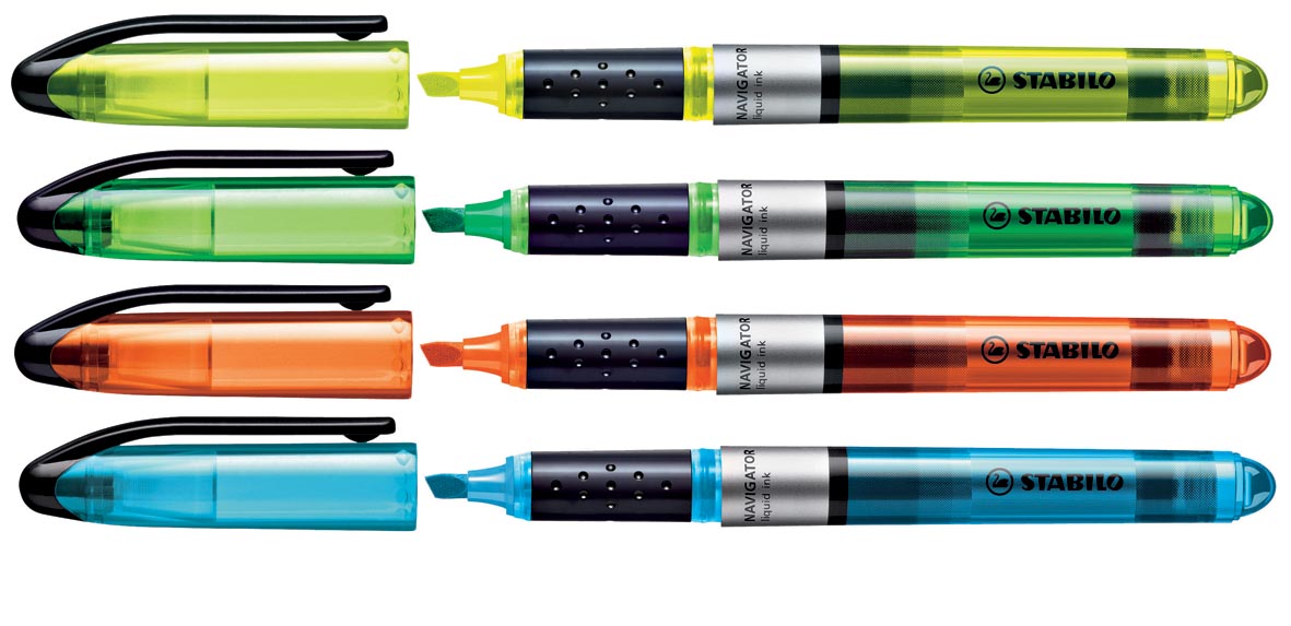 Stabilo Markeerstift Navigator Etui Van 4 Stuks Geel Blauw Groen En Oranje huismerk kopen in de aanbieding
