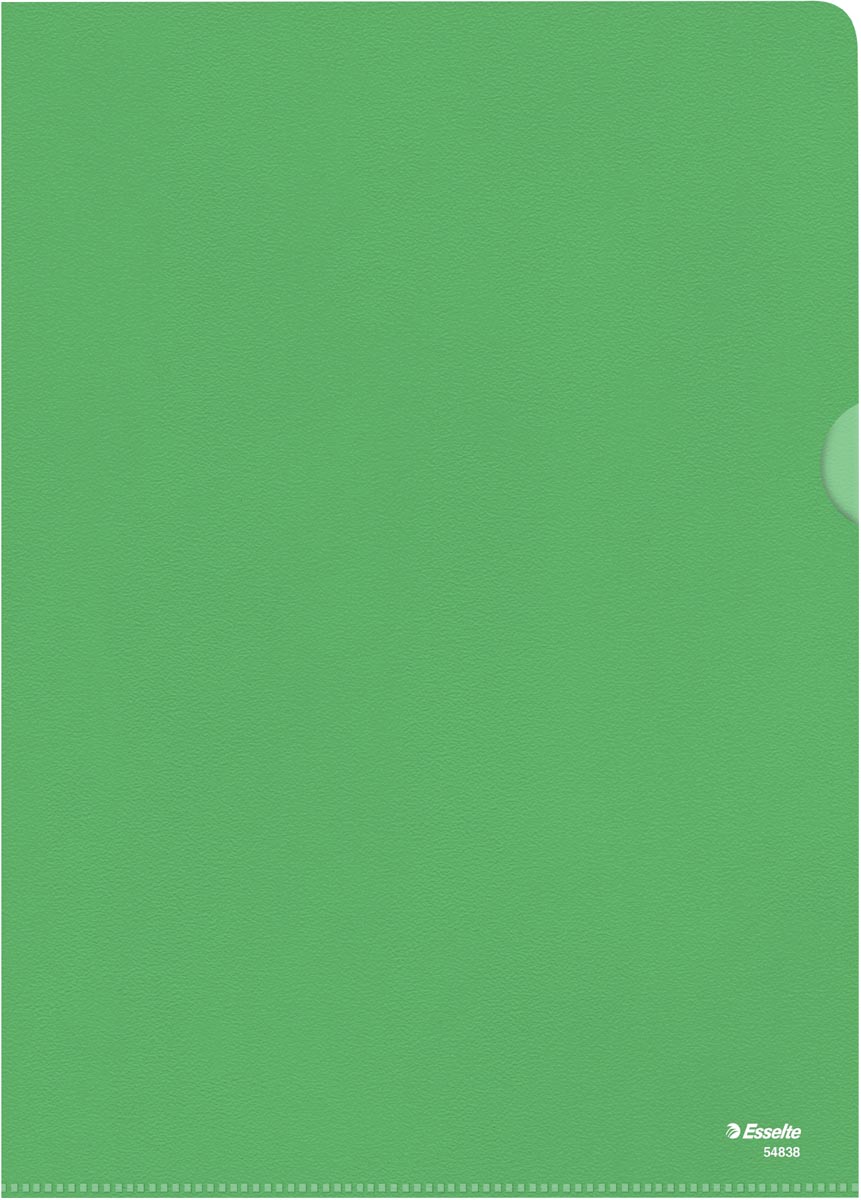 Esselte l-map, copy safe, gekorreld, A4, 115 micron, pak van 100 stuks, groen afbeelding