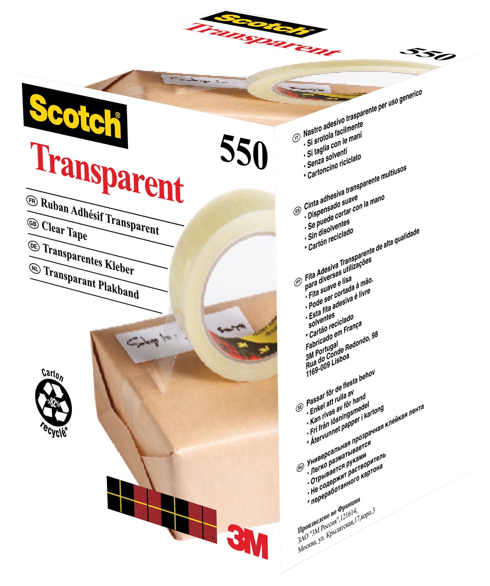Scotch transparante tape 550 ft 19 mm x 66 m afbeelding