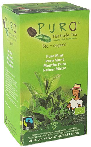 Puro Bio thee Pure Mint, fairtrade, pak van 25 zakjes