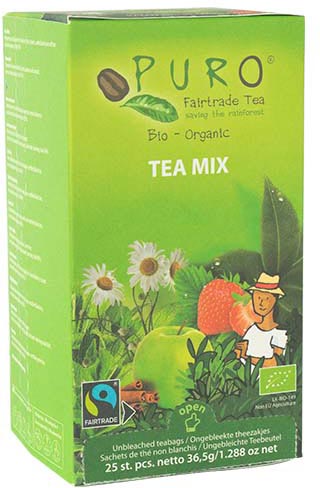 Puro Bio thee Mix, fairtrade, pak van 25 zakjes