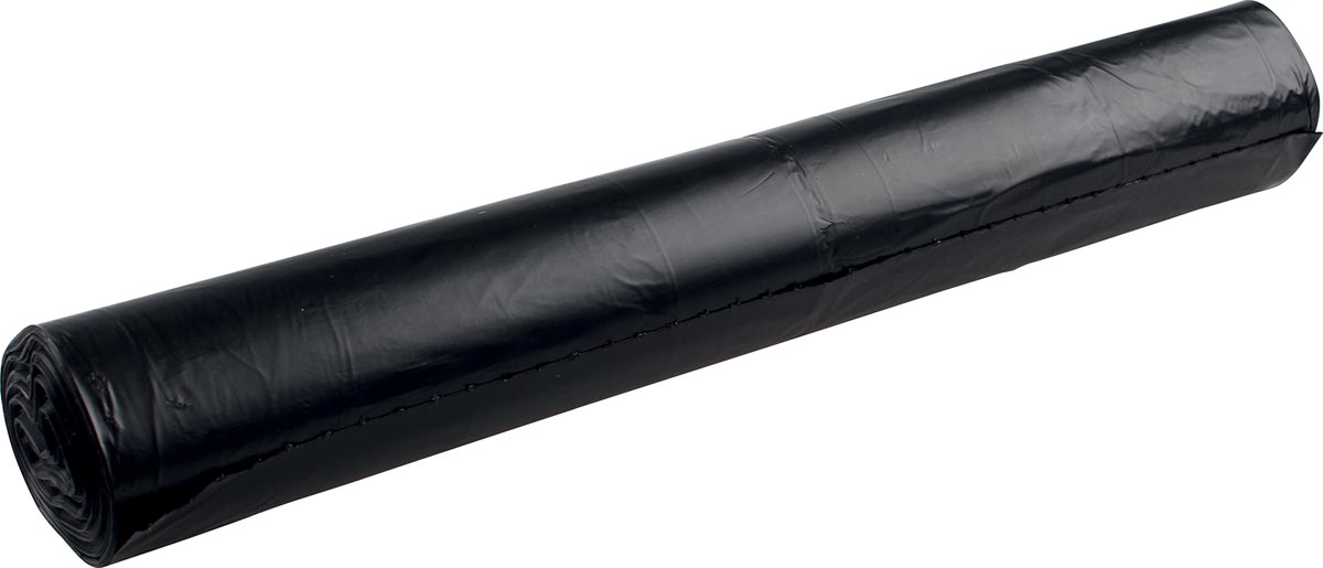 Vuilniszak 20 micron, ft 70 x 110 cm, zwart, rol van 25 stuks