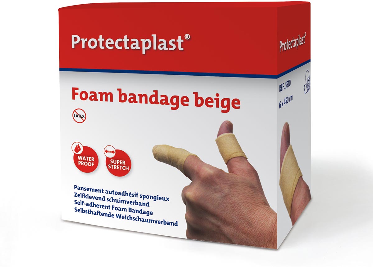 Protectaplast zelfklevend schuimverband, ft 6 cm x 4,5 m, op rol Protectaplast zelfklevend schuimverband, ft 6 cm x 4,5 m, op rol