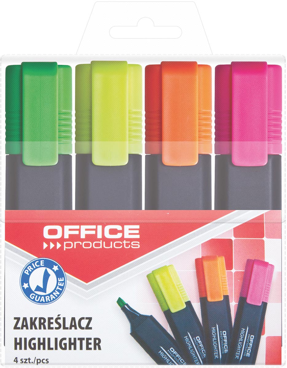 OFFICE products markeerstift, 1-5 mm, geassorteerde kleuren, etui van 4 stuks