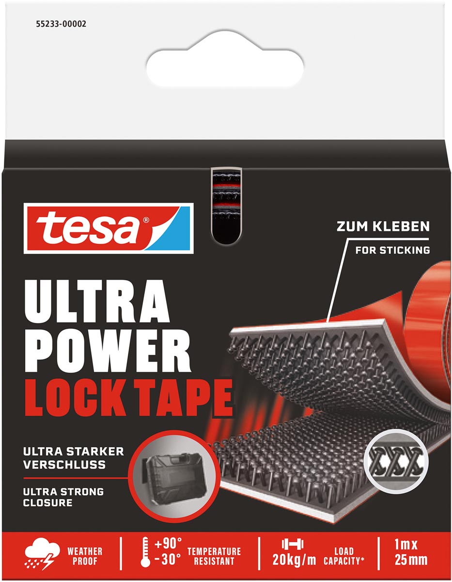 Tesa Lock tape Ultra power, ft 25 mm x 1 m, blister van 1 stuk
