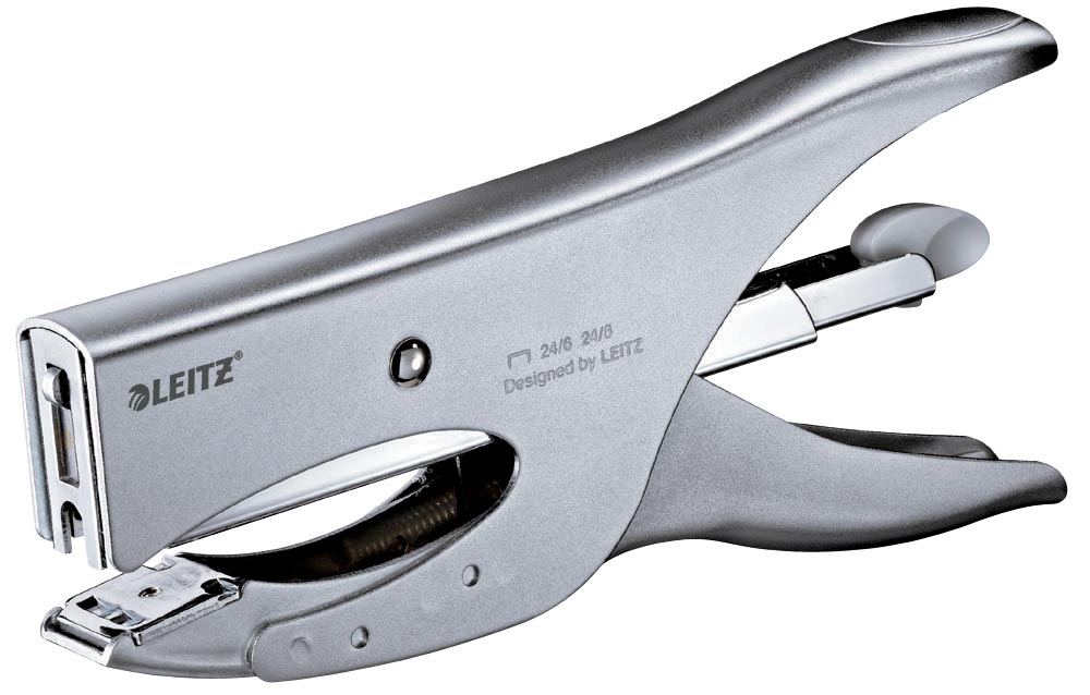 Leitz niettang, achterlaadmodel, 40 blad, voor nietjes 24/8, zilver Leitz niettang, achterlaadmodel, 40 blad, voor nietjes 24/8, zilver