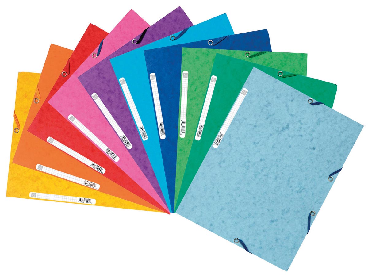 Exacompta elastomap, 3 kleppen, ft A4, geassorteerde kleuren, pak van 10 afbeelding