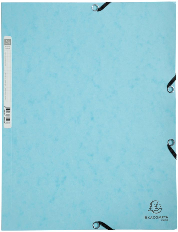 Exacompta Aquarel elastomap uit glanskarton, ft A4, met 3 kleppen en elastiek, pastelblauw Exacompta Aquarel elastomap uit glanskarton, ft A4, met 3 kleppen en elastiek, pastelblauw