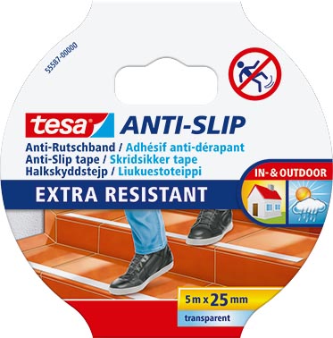 Tesa anti-slip tape, ft 5 m x 25 mm, transparant