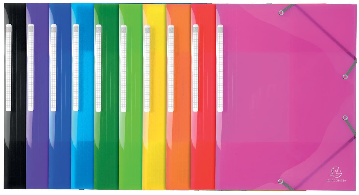 Exacompta Iderama elastomap met 3 kleppen en rugetiket, geassorteerde kleuren