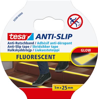 Tesa anti-slip tape, ft 5 m x 25 mm, fluogeel afbeelding