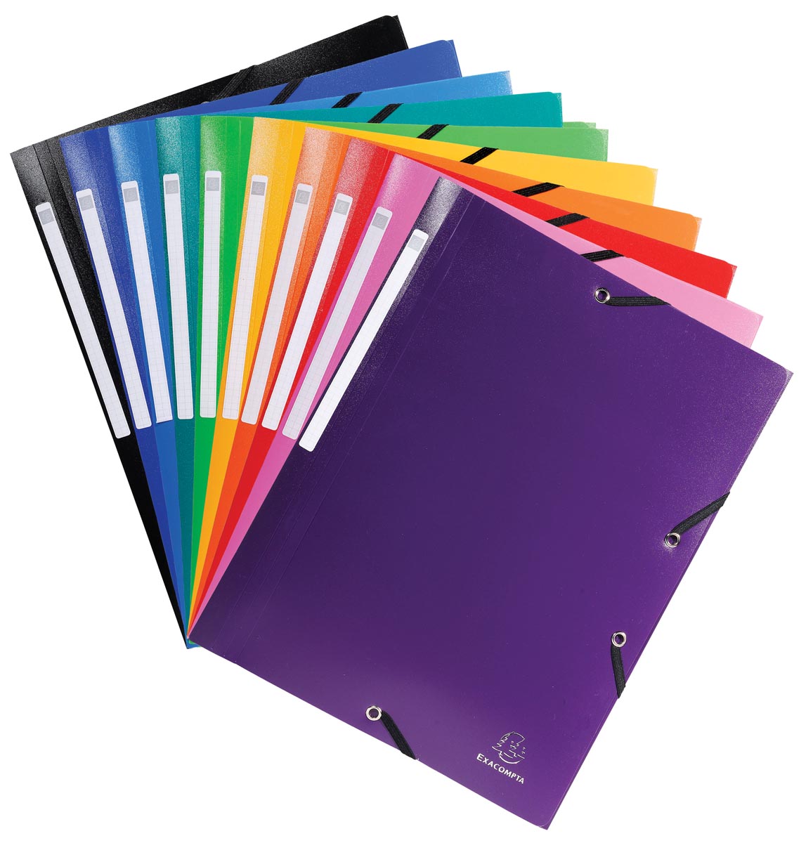 Exacompta elastomap 10 geassorteerde kleuren: zwart, donkerblauw, lichtblauw, turkoois, groen, geel, o... afbeelding