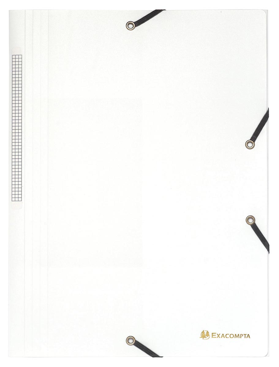 Exacompta elastomap A4, uit PP, 3 kleppen en elastiek wit
