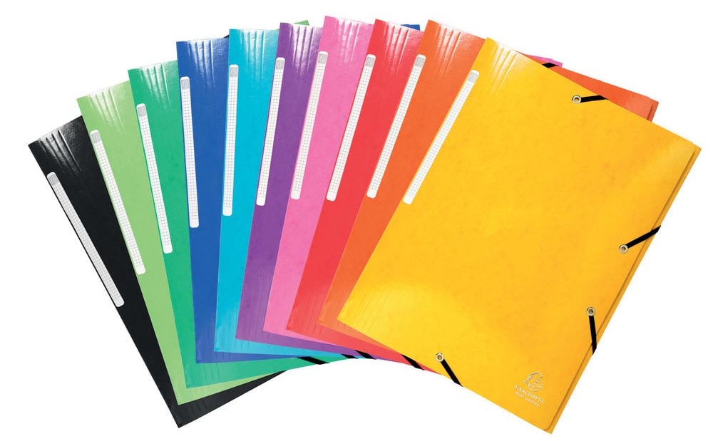 Exacompta Iderama elastomap met 3 kleppen, met rugetiket, geassorteerde kleuren afbeelding