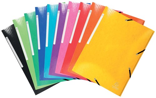 Exacompta Iderama elastomap met 3 kleppen, met rugetiket, geassorteerde kleuren