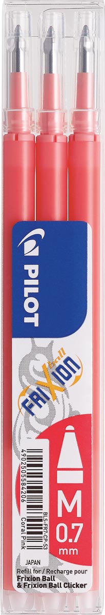 Pilot vulling voor Frixion Ball en Frixion ball clicker koraal roze, doosje met 3 stuks Pilot vulling voor Frixion Ball en Frixion ball clicker koraal roze, doosje met 3 stuks