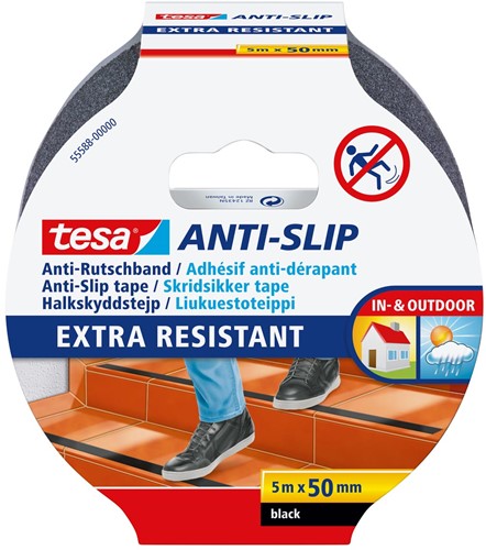 Tesa anti-slip tape, ft 5 m x 50 mm, zwart