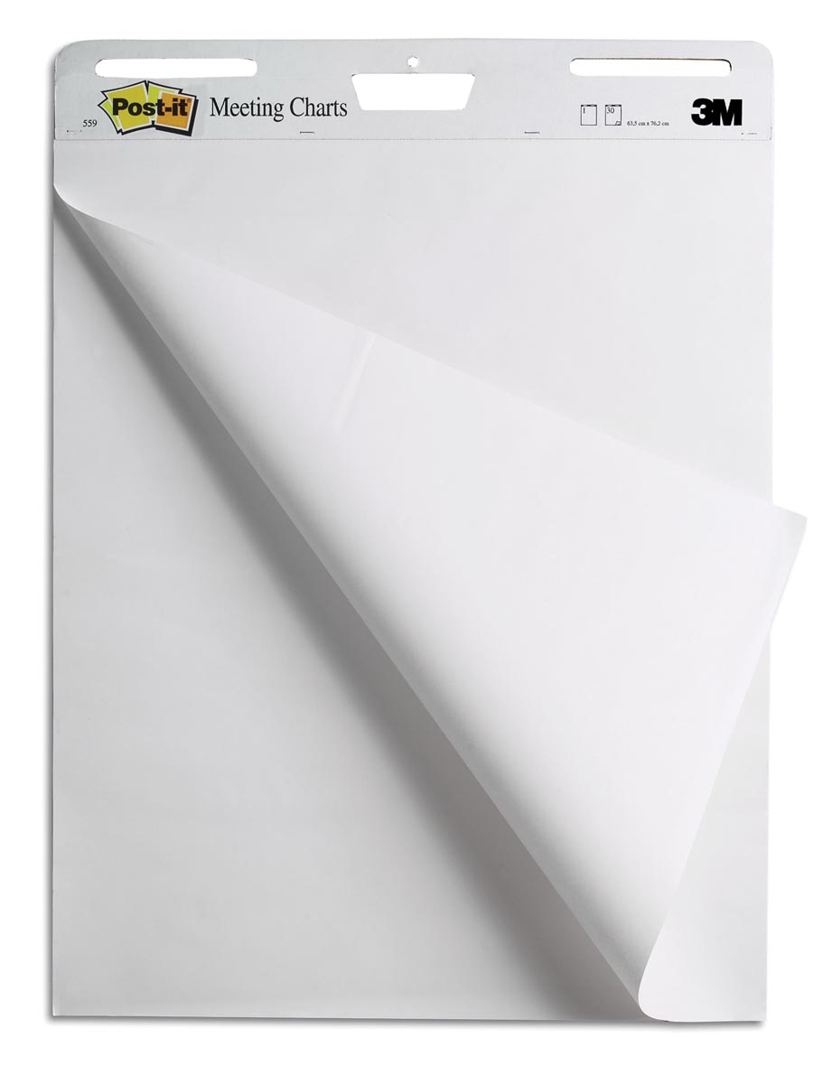 Post-it meeting chart, ft 63,5 x 77,5 cm, blanco, 30 vel, pak van 2 blokken afbeelding