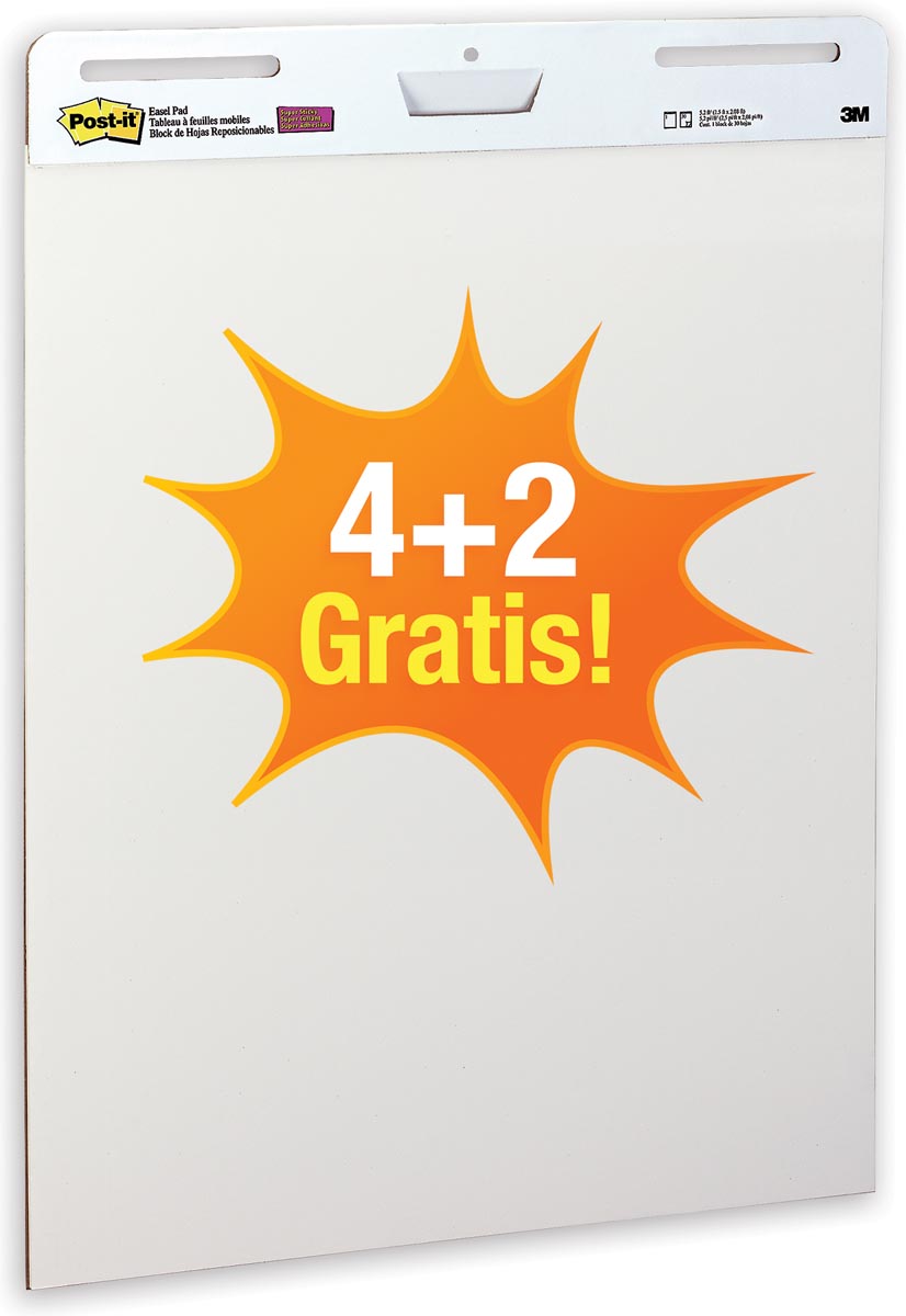 Post-it meeting chart, ft 63,5 x 77,5 cm, blanco, 30 vel, pak van 4 + 2 gratis afbeelding