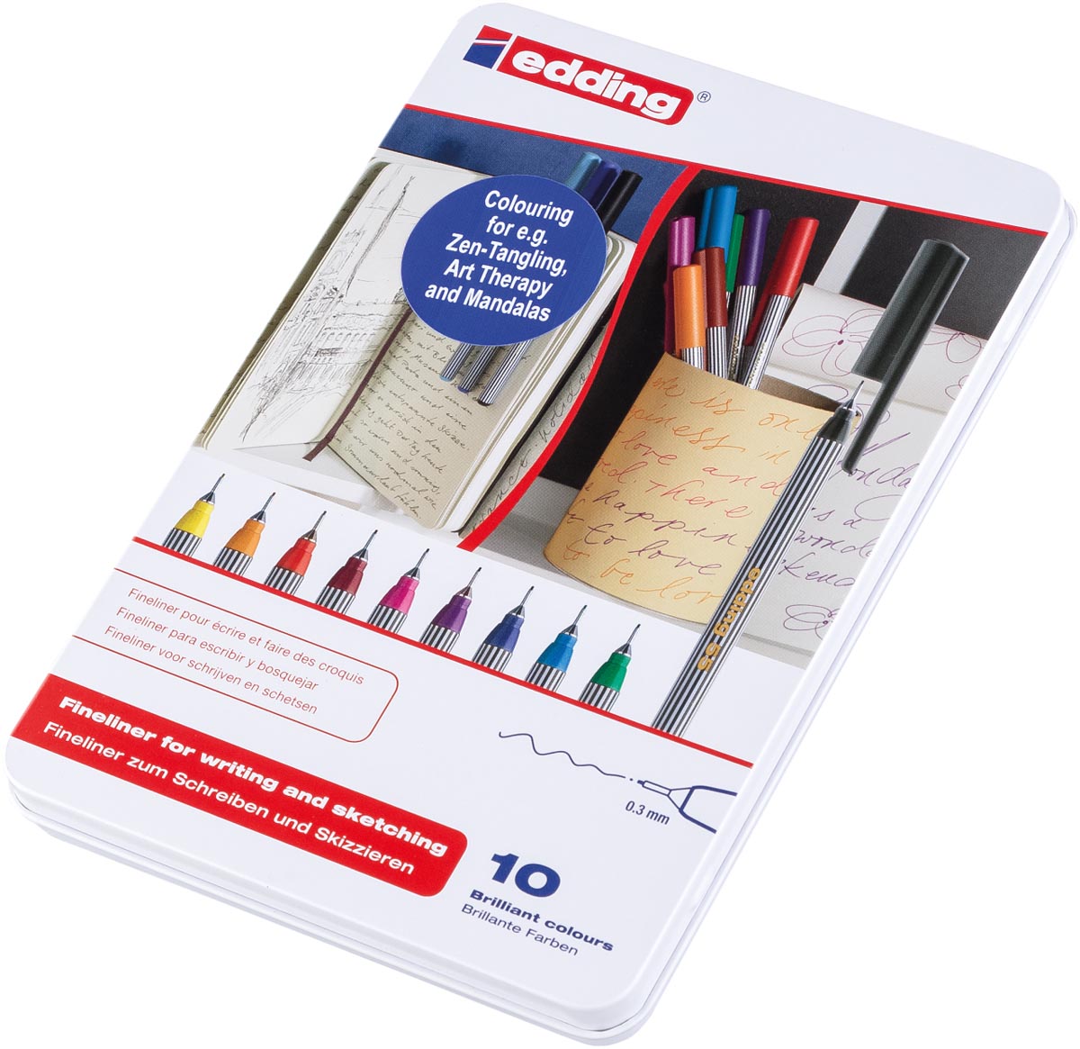 Edding fineliner 55, set van 10 stuks in geassorteerde kleuren