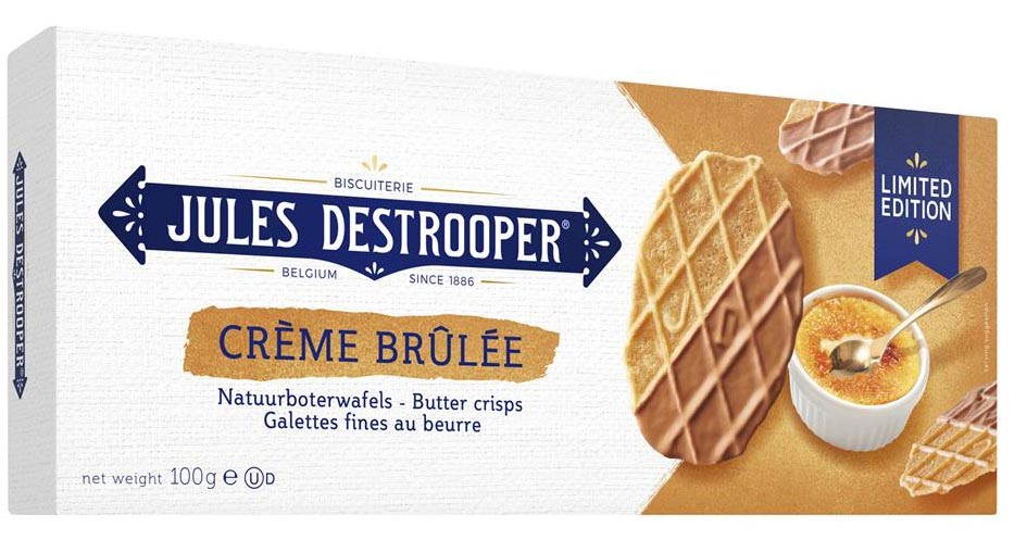 Jules Destrooper boterwafels crème brûlée, doos van 100 g