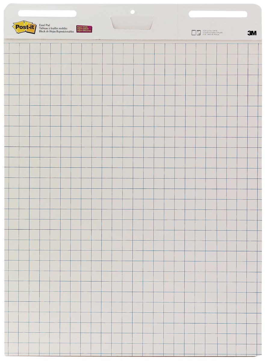 Post-it meeting chart, ft 63,5 x 77,5 cm, geruit, 30 vel, pak van 2 blokken