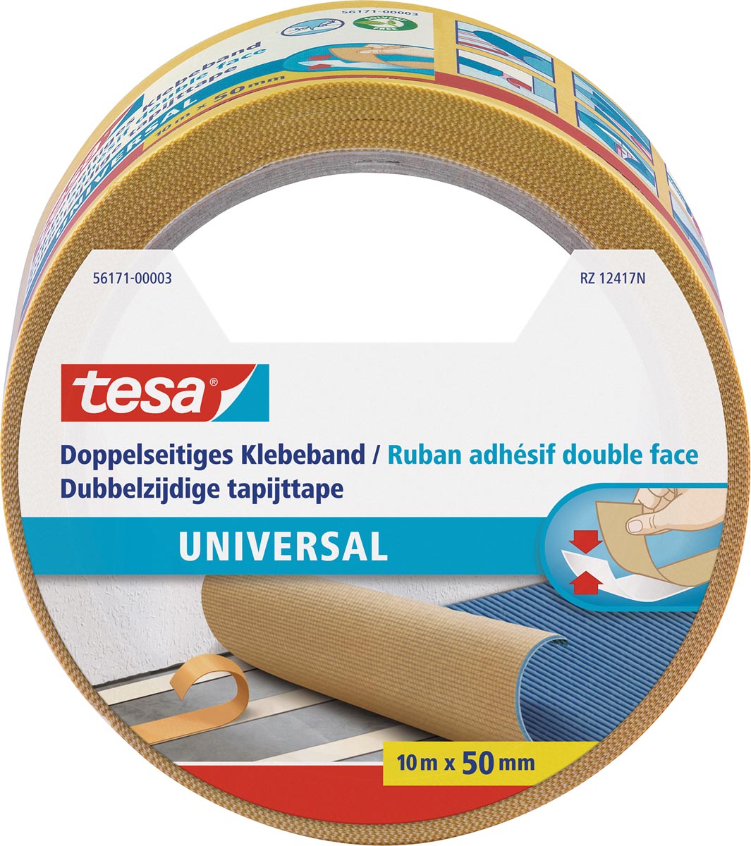 Tesa dubbelzijdige tapijttape ft 50 mm x 10 m afbeelding