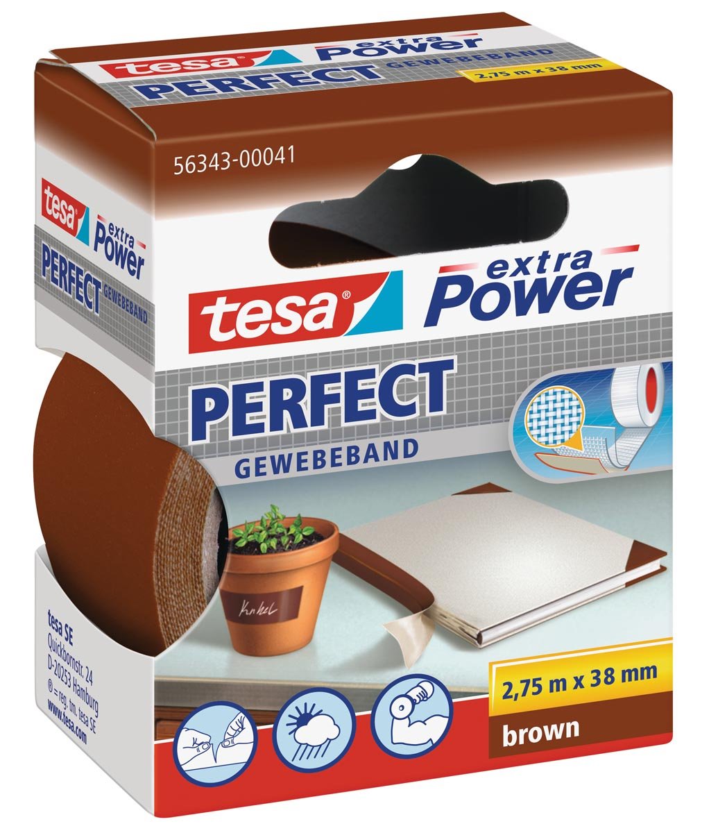 Tesa extra Power Perfect, ft 38 mm x 2,75 m, bruin afbeelding