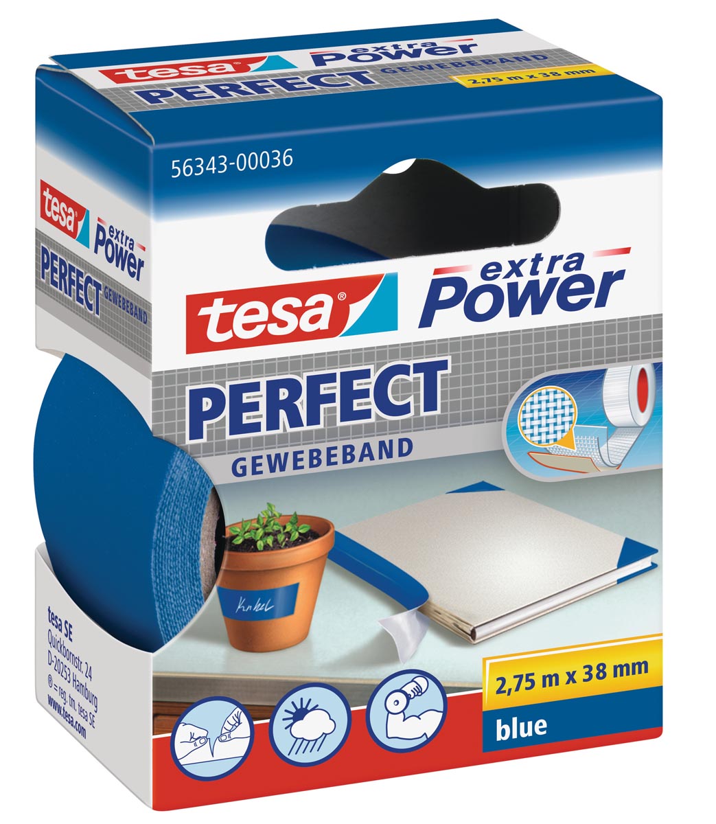 Tesa extra Power Perfect, ft 38 mm x 2,75 m, blauw afbeelding