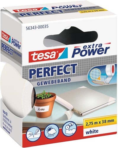 Tesa extra Power Perfect, ft 38 mm x 2,75 m, wit