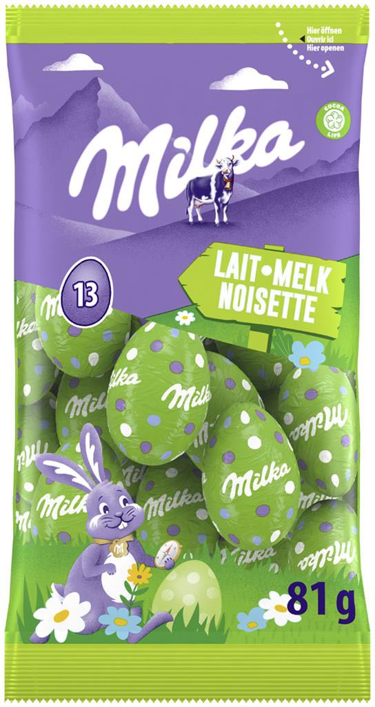 Milka paaseitjes, 81 g, melk hazelnoot