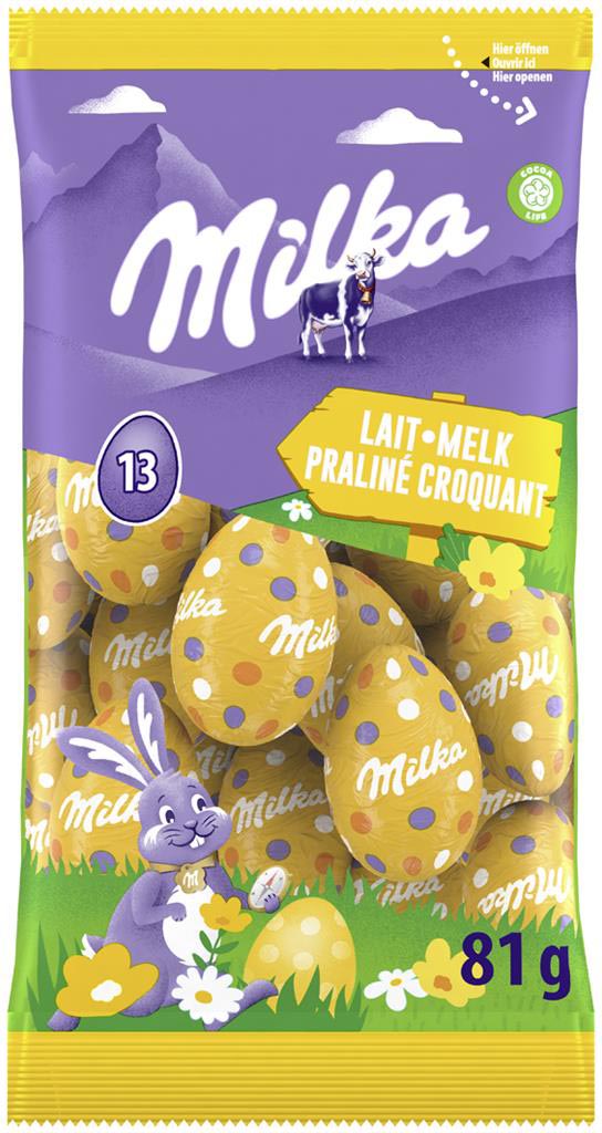 Milka paaseitjes, 81 g, melk praliné